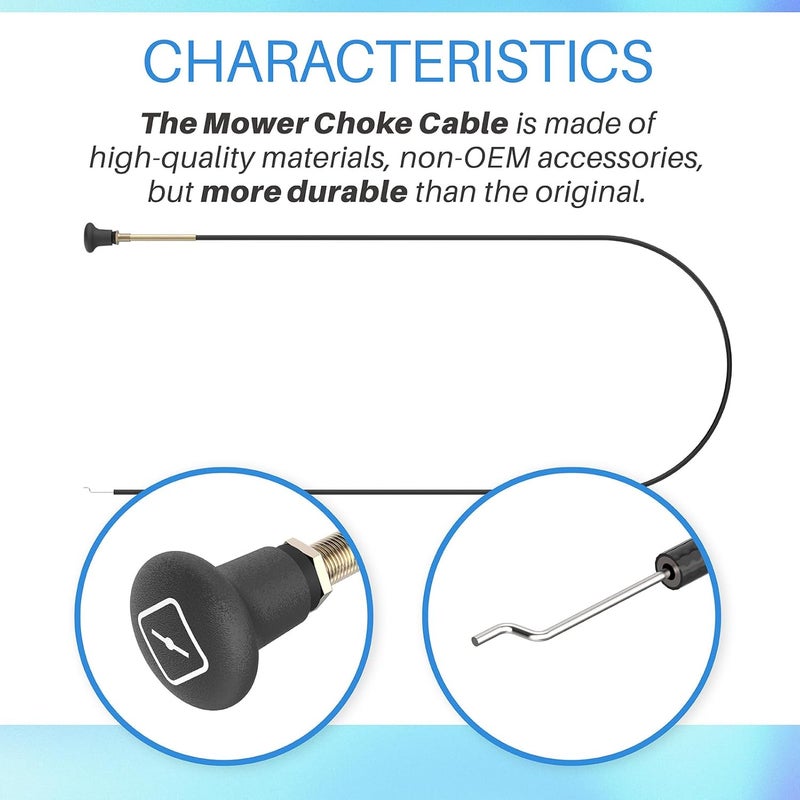 Xinxinlin 054-8017-00 Mower Choke Cable Compatible with Bad Boy Stens Mower 290-610, CZT Elite, Compact Outlaw, MZ Magnum, Maverick, Outlaw, Outlaw XP, 62" Long Mower Choke Cable, for Badboy Mower Accessories - Image 3